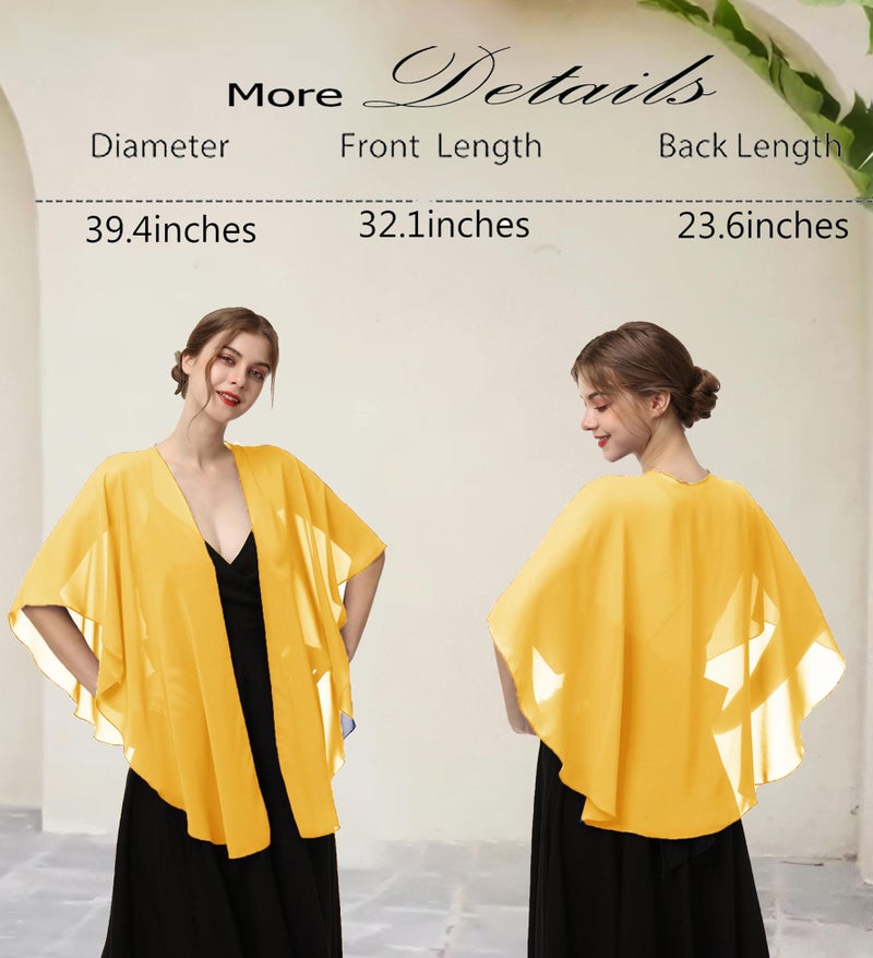 Hotshawl Womens Chiffon Shawls and Wraps, Wedding Party Shawl Scarf for Evening Dresses (Yellow Gold) - Image 5